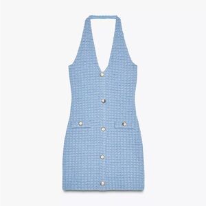 Zara Light Blue Backless Halter Dress - NEVER WORN/WITH TAGS
